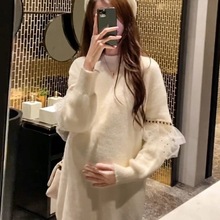 孕妇装上衣冬装2025秋冬水貂毛打底中长款冬季加厚毛衣冬天连衣裙