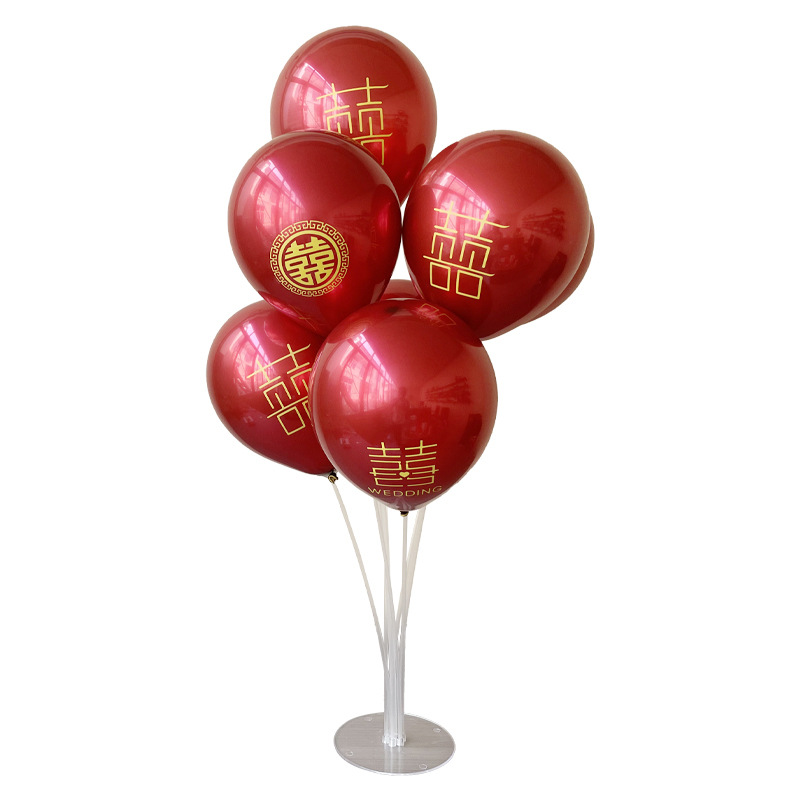 Globos de látex de doble capa con doble felicidad para celebraciones de bodas, globos de metal cromado para salas de bodas, celebraciones de bodas, decoración de banquetes de compromiso.