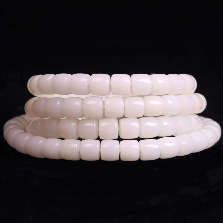 Factory 6*7MM white jade bodhi root straight cut barrel beads 108 bodhi seed straight cut barrel beads beads beads bracelet