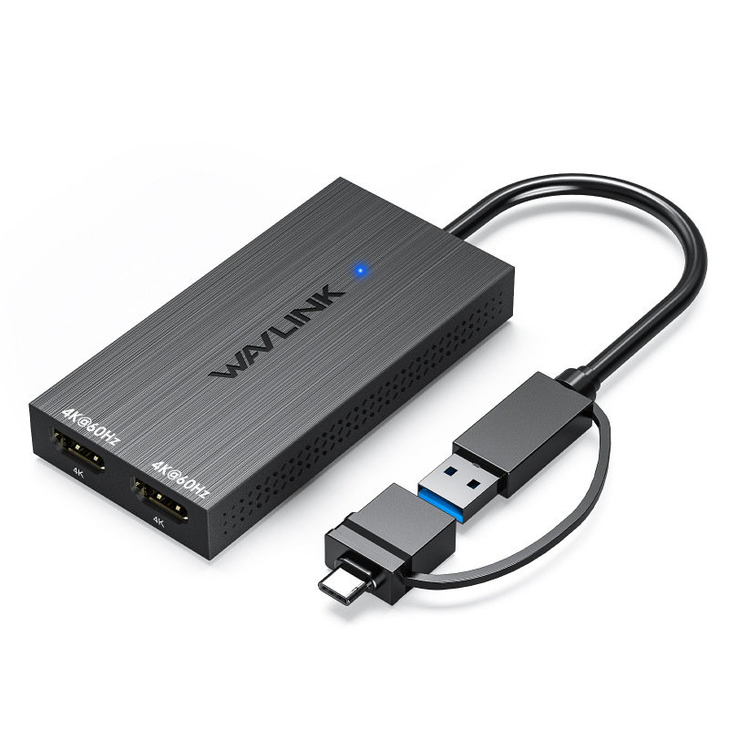 4K60Hz High-Definition Video Screen Expansion Graphics Card Usb-C to Dual HDMI Display Adapter Same-Screen Extender Display