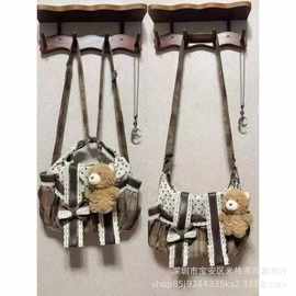 韩系古早味波点拼接帆布包蕾丝边百搭双肩包复古精致通勤斜挎包女