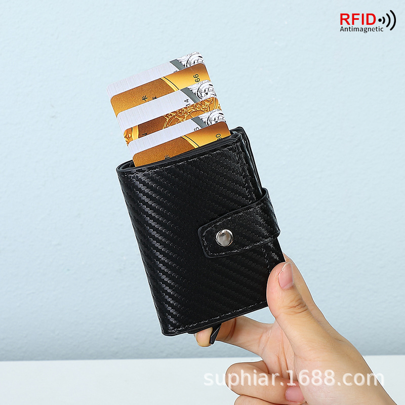 Europa y los Estados Unidos transfronterizos multi-tarjeta bolsa de almacenamiento neutro anti-magnetizado tarjeta de resorte automática RFID bolsa de cartera de hombre en uno