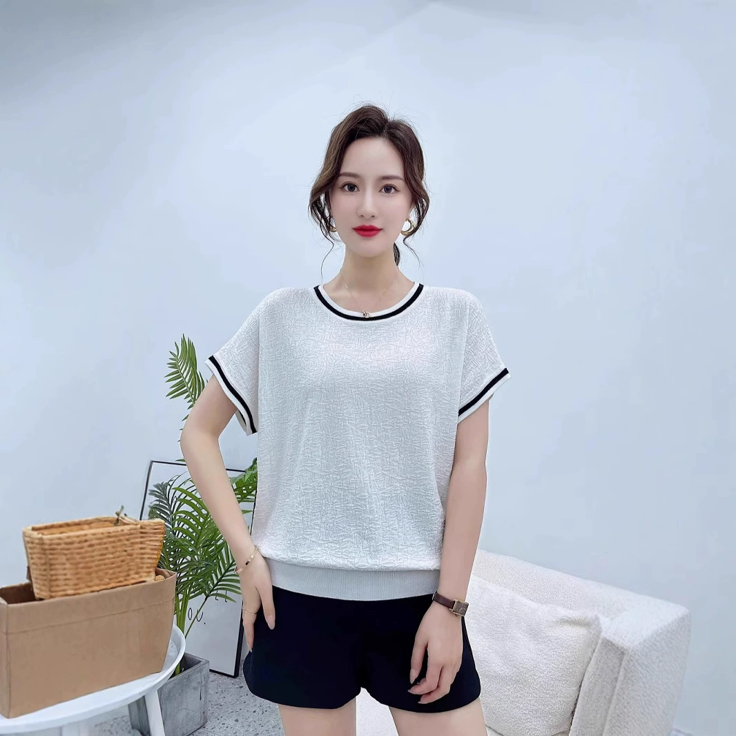 Хит продаж на Amazon: новый весенний женский трикотажный топ свободного кроя с круглым вырезом и ажурными вставками