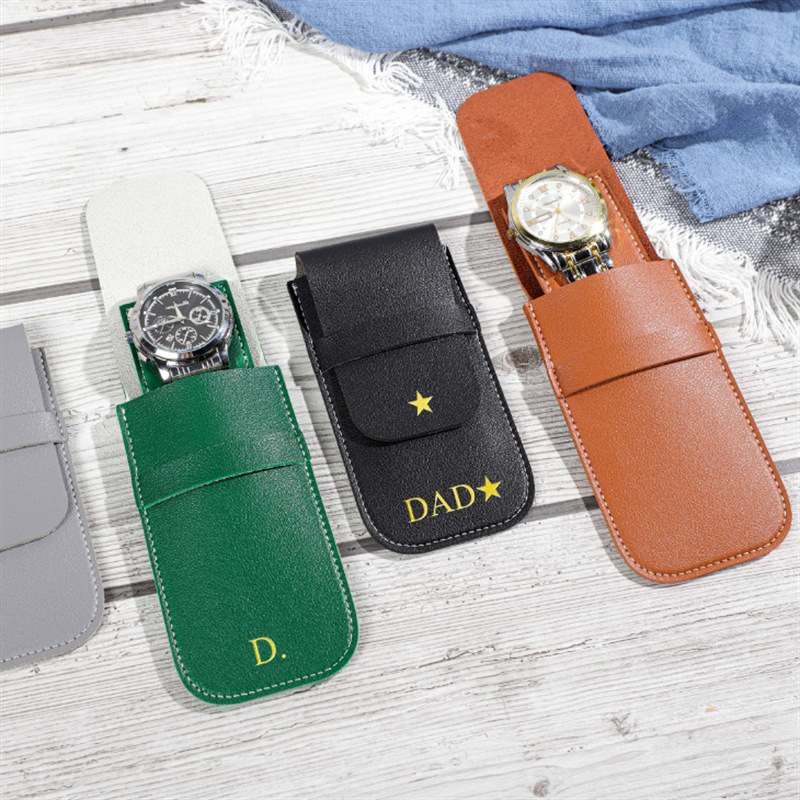 in stock Solid Color Leather Watch Bag Pocket Leather Watch Storage Cover Leather Watch Case