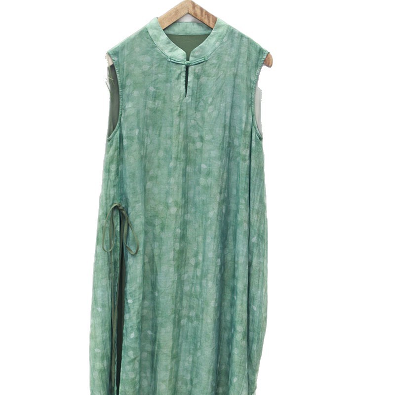 2026 Summer New Style Cotton and Linen Artistic Sleeveless Printed Dress, Double-Layer Improved New Chinese-Style Qipao 2026 Summer New Style Cotton and Linen Artistic Sleeveless Printed Dress, Double-Layer Improved New Chinese-Style Qipao
