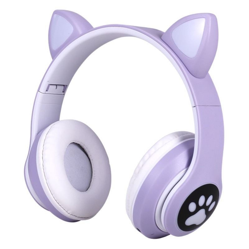 越境ヘッドセットbluetoothイヤホンSTN-28猫耳重低音フラッシュ発光無線運動カードヘッドセット
