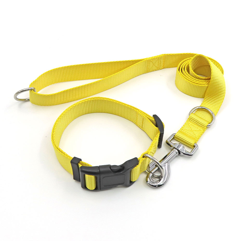 Entrenamiento de perros con cuerda de tracción para mascotas de nylon simple doble D hebilla cuerda de paseo ajustable etiqueta personalizada cadena de perro