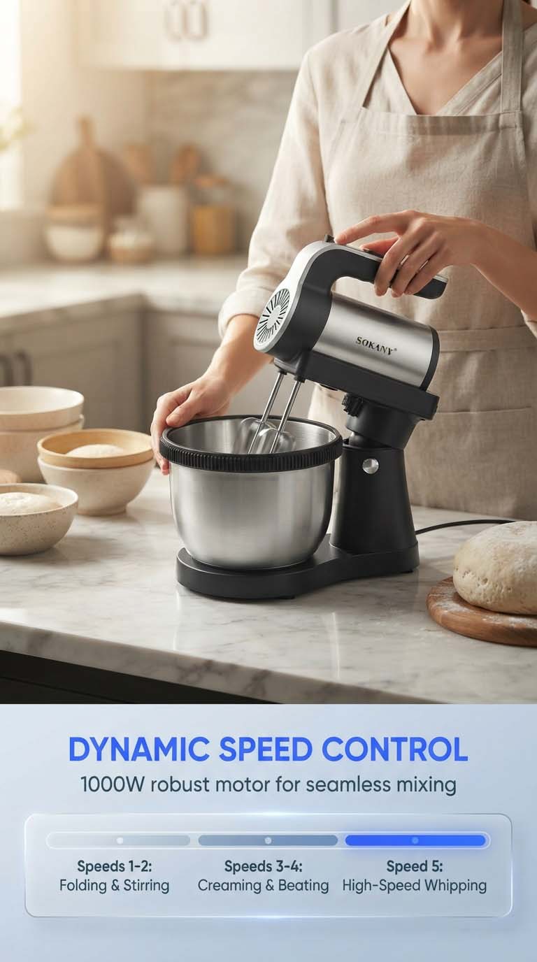 4L electric dough mixer 1000W, cream mixer and egg beater