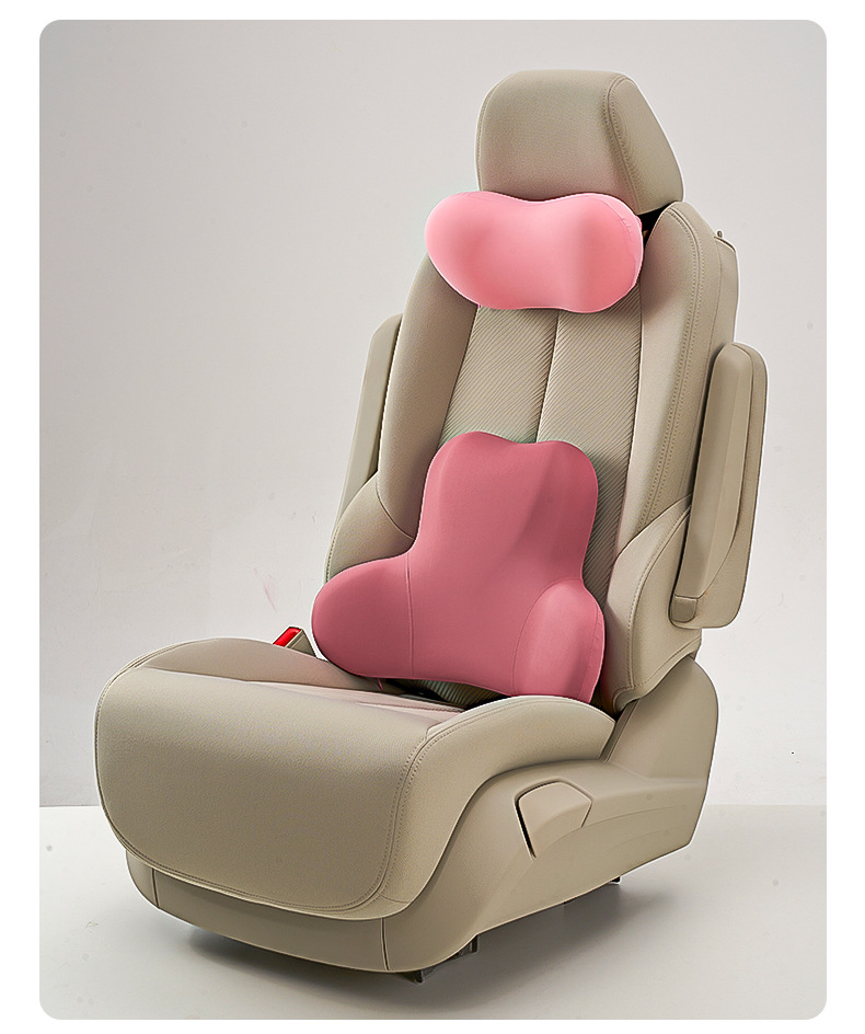 Cross-Border Wholesale Cute Car Lumbar Support Cushion, Comfortable Car Headrest, Neck Pillow, Slow Rebound Lumbar Support