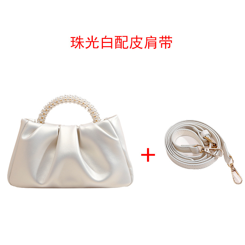 진주 빛 흰색 (가죽 어깨 끈 포함)