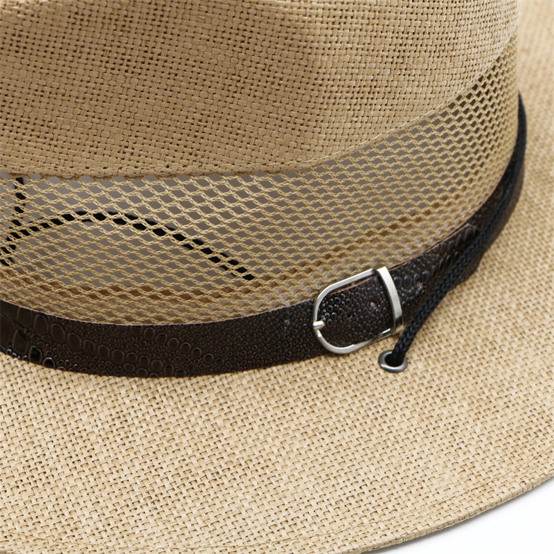 Men's Streetwear Color Block Flat Eaves Straw Hat display picture 8