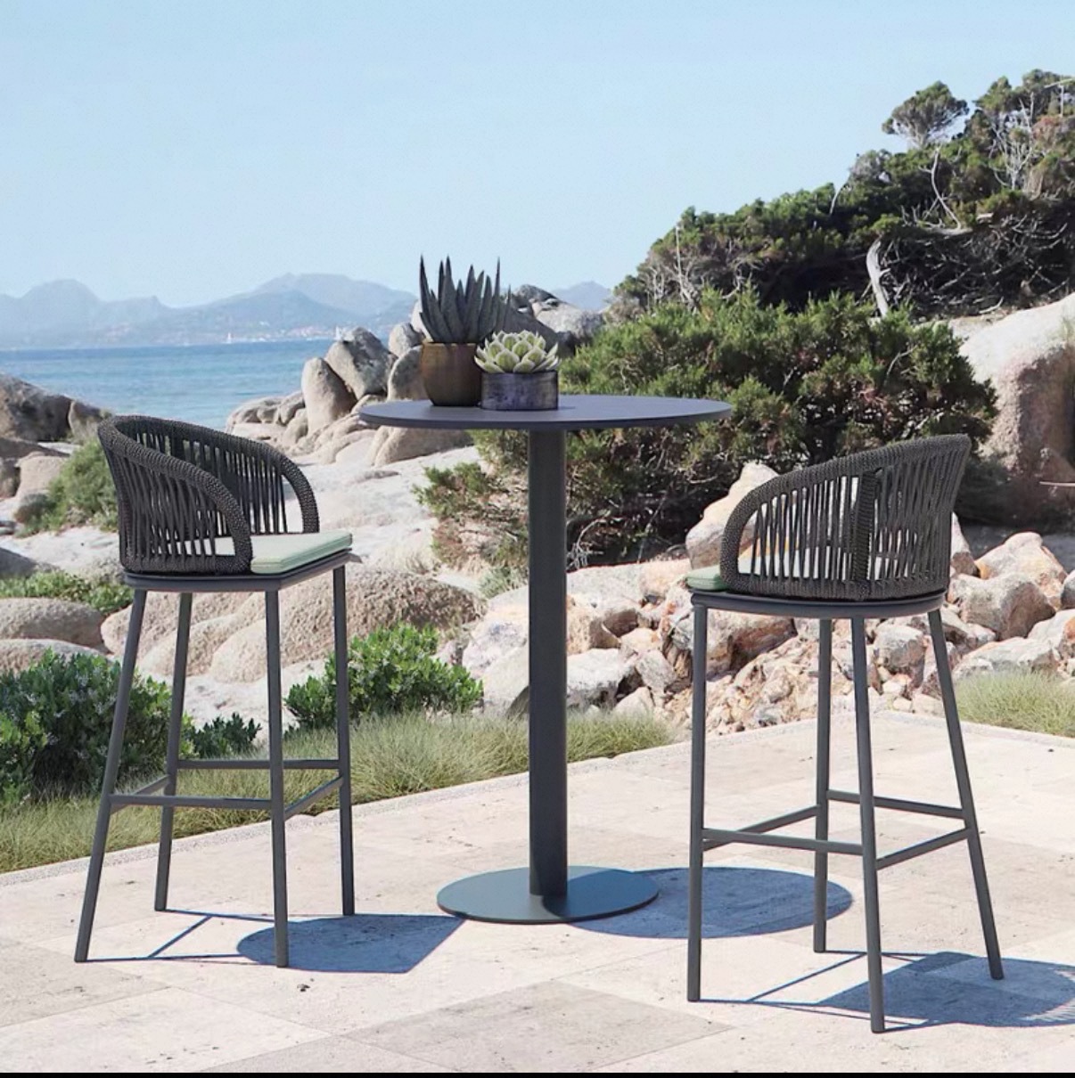 Silla de bar al aire libre, bar de ocio, taburete alto, balcón, silla de ratán al aire libre, restaurante al aire libre, cafetería, silla de bar de celebridades de Internet