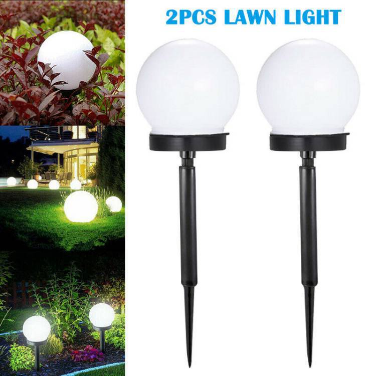 Luz decorativa de paisaje para patio de comercio electrónico transfronterizo, luz de bola redonda de 10 cm, luz de césped para exteriores, luz solar con base para insertar en el suelo.