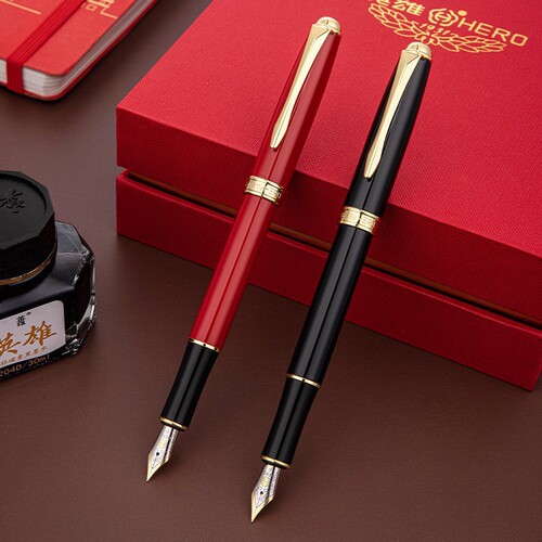 Hero pen 850 iridium gold pen and ink set note paper business office gift metal ink pen can be engraved