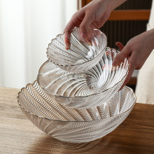 轻奢风北欧水晶玻璃沙拉碗水果盘客厅家用大容量玻璃果篮糖果盘