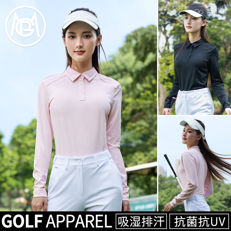 Pgm Golf Women's Clothing Autumn and Winter New Elastic Sports Long-Sleeved Women's Polo Top and Pants Set