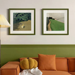 法式小眾輕奢客廳藝術裝飾畫臥室餐廳玄關掛畫綠色北歐ins風壁畫