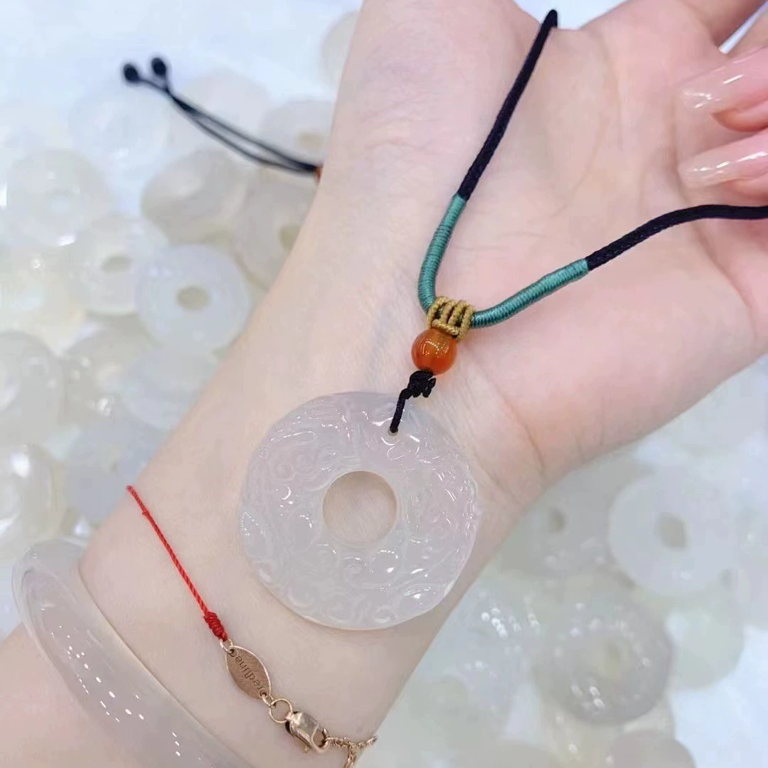 Халцедон двойной кулон Оникс безопасная пряжка ожерелье