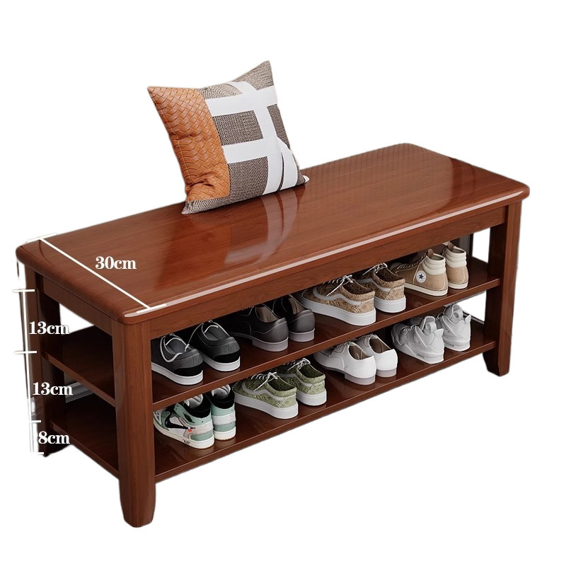 Taburete de cambio de zapatos de madera sólida, taburete de zapatos de puerta de entrada, taburete de asiento integrado para el gabinete de zapatos