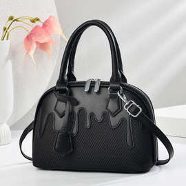 新款奶油拼接手提包帆布质感单肩包高颜值时尚女包跨境百搭斜挎包