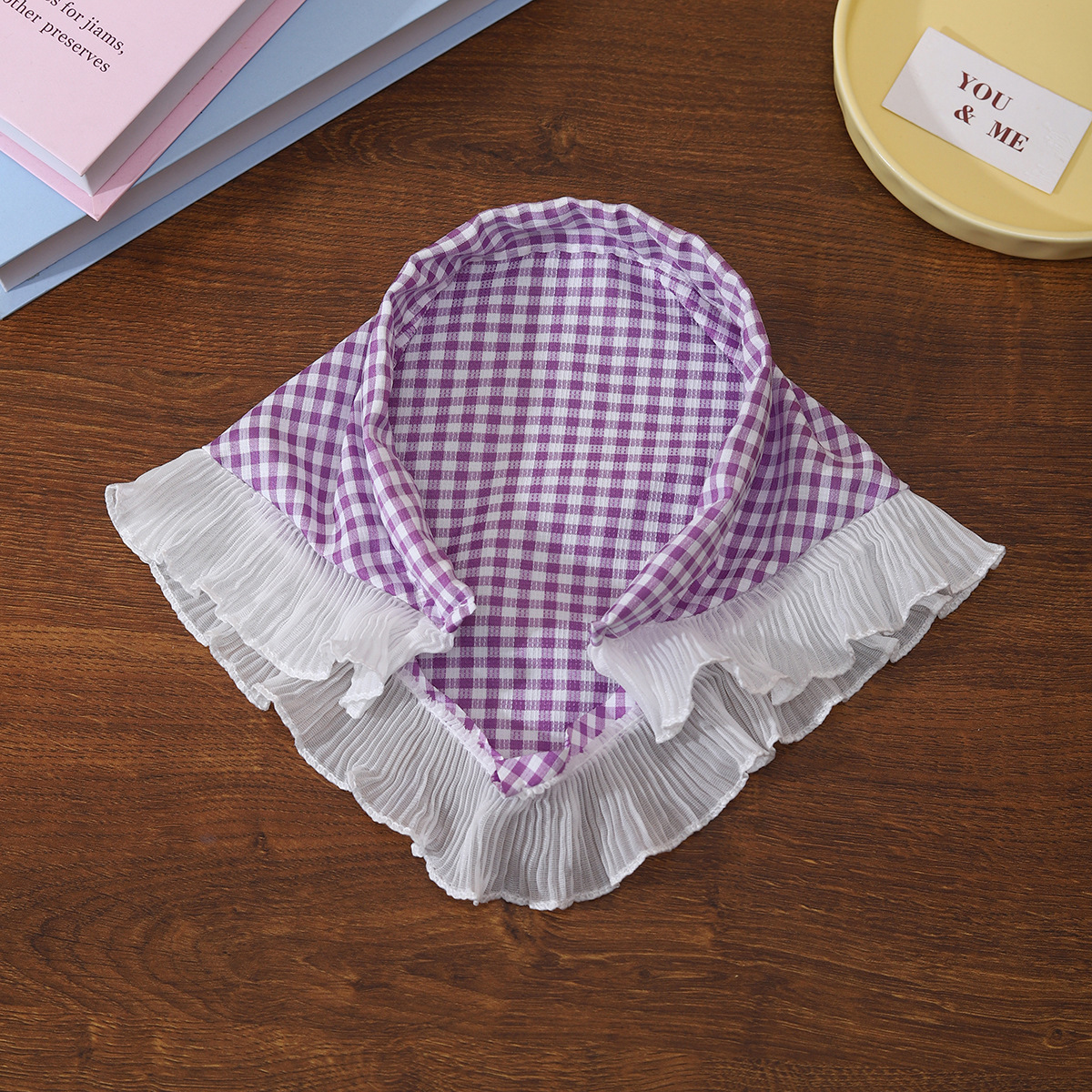 Diadema de celosía de color para niños Diadema de una pieza Toalla triangular con borde de encaje especial para mujer