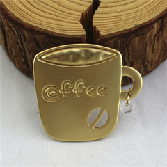 日韓簡約合金電鍍啞光金咖啡杯胸針 皆川明風格衣服配飾別針女