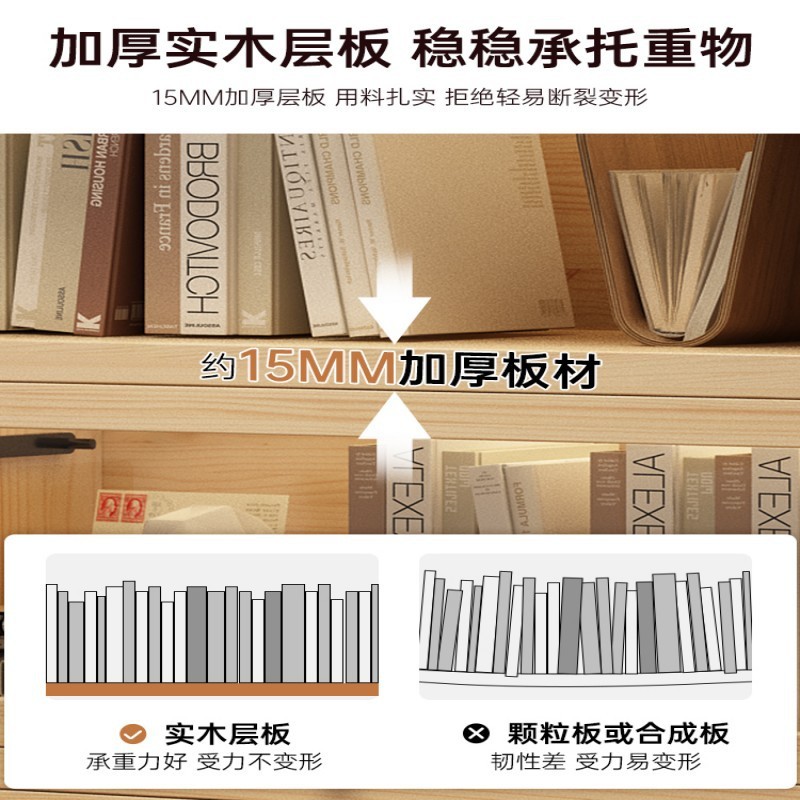 防尘书柜实木储物柜一体靠墙落地置物柜带门上翻门家用收纳展示柜|undefined