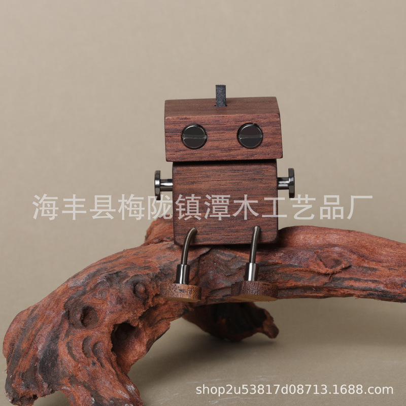 车载香薰抖腿木头人黑胡桃创意手工摆件出风口装饰车内饰品礼物|undefined
