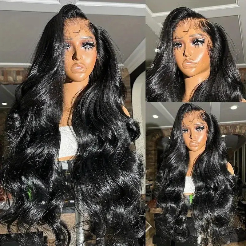 Fashionable Long Wavy Wig Lace Trimmed 40 Inch Synthetic Hair Extensions_voghion.com