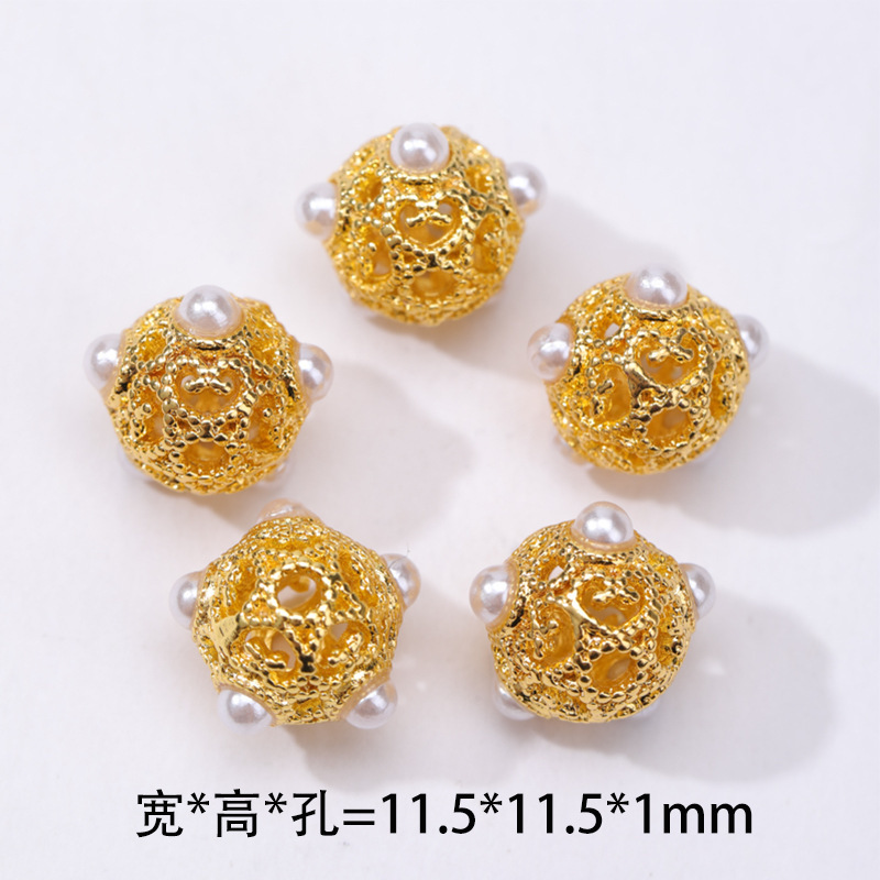 高保色铜镀金镶锆石珍珠跑环隔珠配件隔片精美吊坠diy饰品配件批|undefined