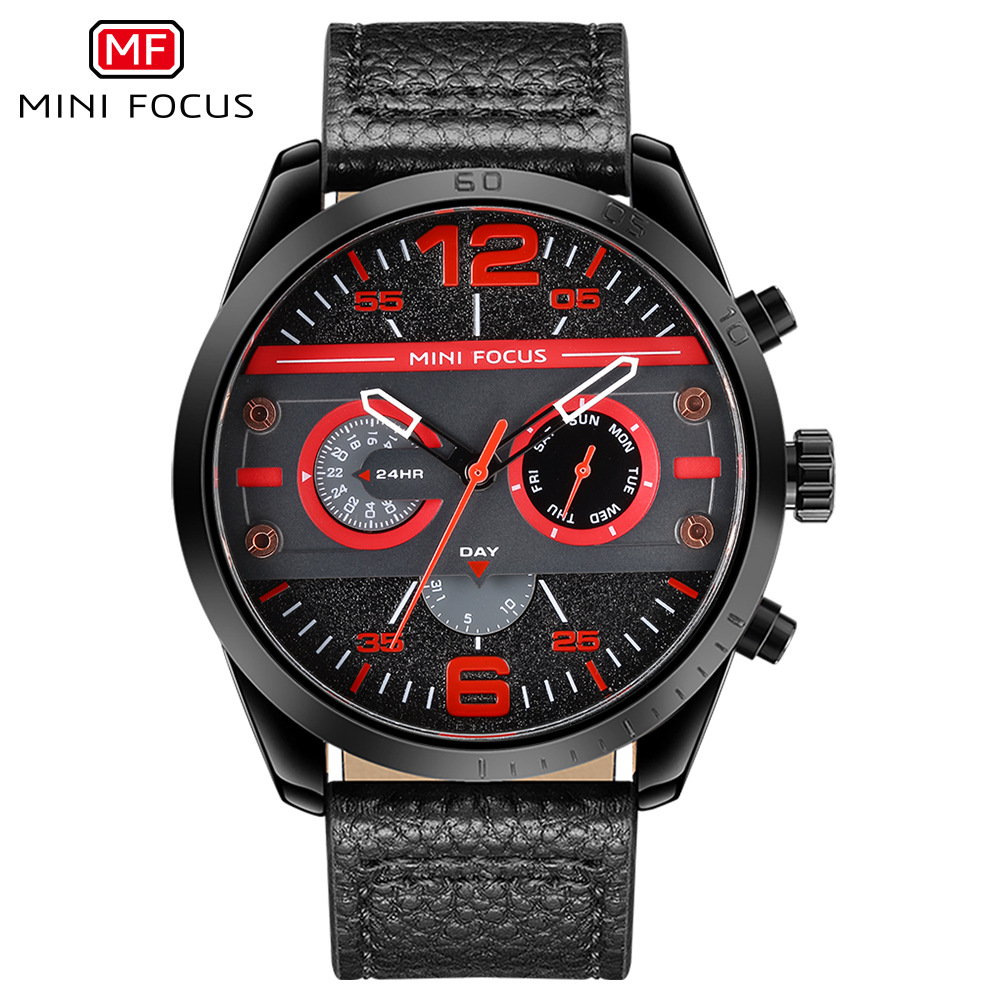 MINI FOCUS Watch Japan Movement Multifunctional Mechanical Wind Trend Quartz Watch Waterproof Men's Watch 0068G