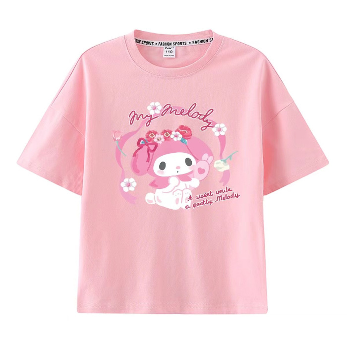 Kulomi Mereti Camiseta de manga corta para niñas 2025 Verano Yugui Dog Co-marca dulce ropa casual de algodón para niños