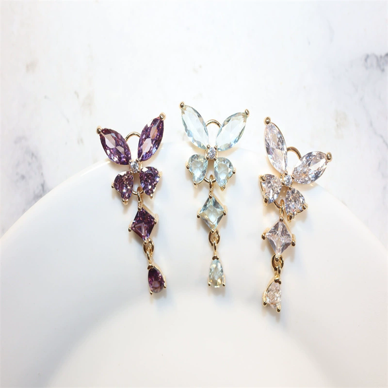 Copper zirconium, pendant, necklace and earrings handmade, Chinese hairpin, accessory, accessories, light luxury style