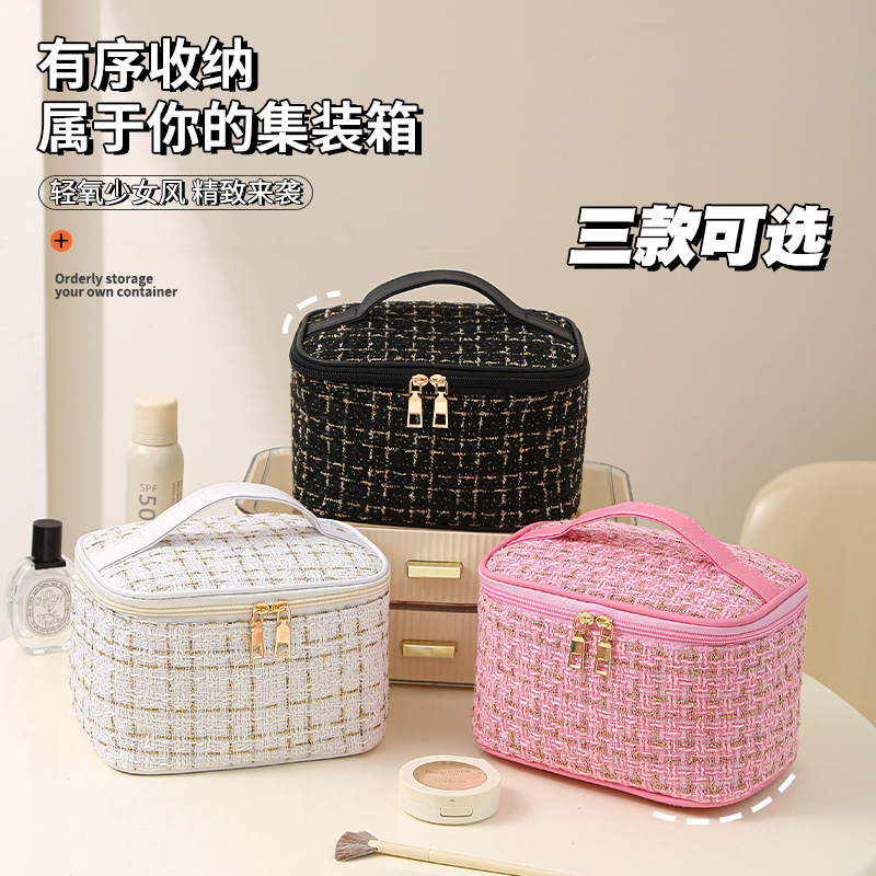 新品ポーチ小香风大容量高级感レトロポータブルハンディ化粧洗面バッグ収纳バッグレディース|undefined