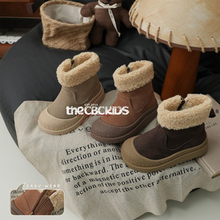 Xshx "Baotou New Birkenstock" Kidsren's Genuine Leather Boots Chelsea Style Side Zipper for Boys and Girls [Wenzhou Shoes]