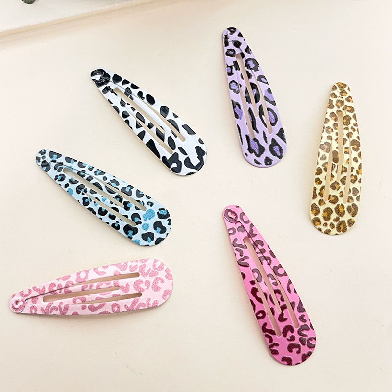 New Leopard Print Retro Style Bb Clip, Fashionable Water Drop Clip, Hair Clip for Bangs, Side Clip, Women's Hair Accessory Clip