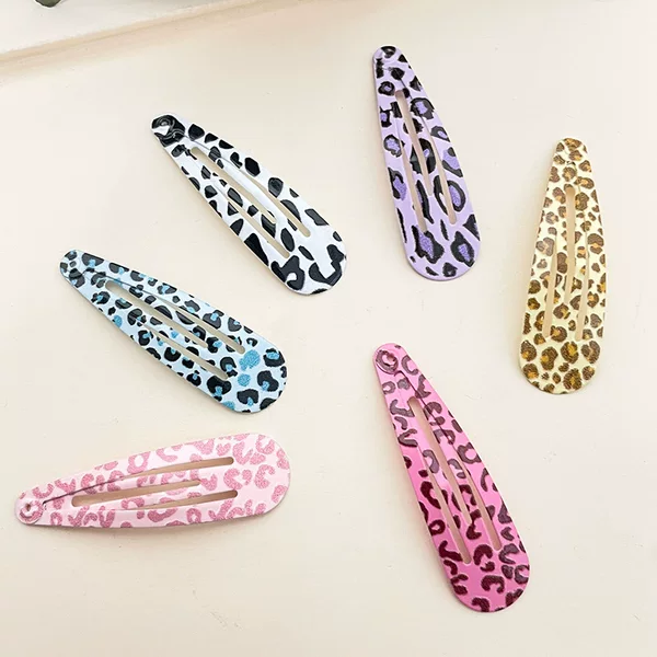 New Leopard Print Retro Style Bb Clip, Fashionable Water Drop Clip, Hair Clip for Bangs, Side Clip, Women's Hair Accessory Clip