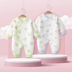 無骨秋冬純棉嬰兒連體衣新生兒春秋男女寶寶保暖外出服哈衣爬服