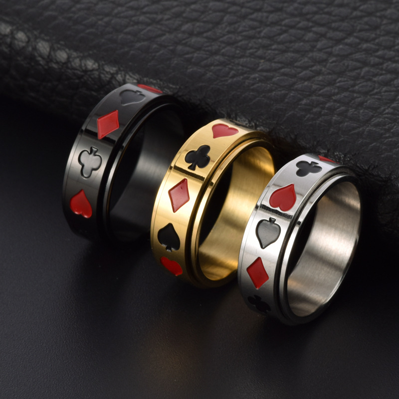 Daily Occasion Titanium Steel Material Punk Poker Titanium Steel Plating Rings
