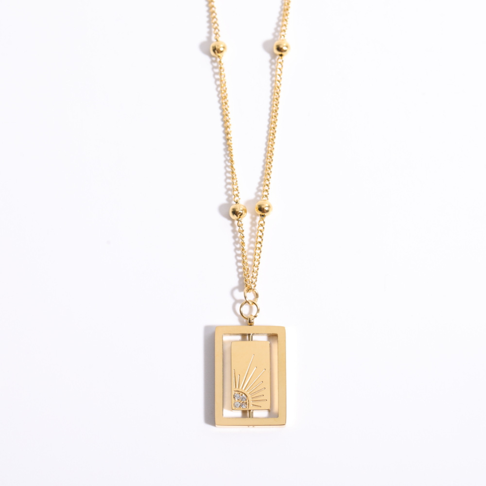 Fashion Sun Moon Titanium Steel Plating Shell Necklace