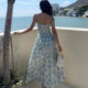 2024 Summer European and American New Sweet Style Chest Wrapping Slim-fit Elegant Princess Dress Floral Sling dress Women's Hair