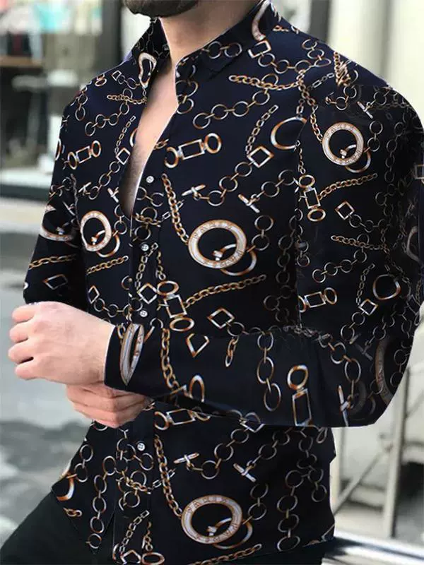 Мужская повседневная футболка-подshirt с принтом, длинный рукав