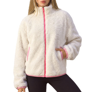 AYM044610 Thickened Loose Zippered Pocket Jacket Fleece-Lined Stand-Up Collar Aoyema wholesale