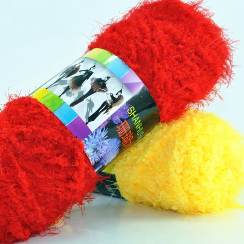 珊瑚水貂绒凤羽绒毛线团长毛围巾线diy编织仿皮草宝宝线现货批发