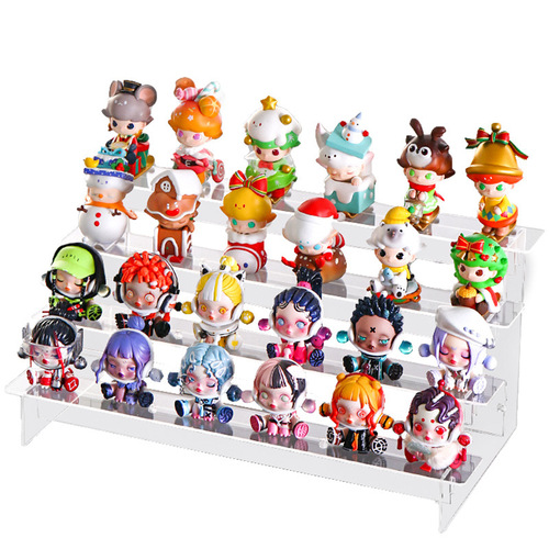 Blind box storage display rack Bubble Mart acrylic transparent ladder storage rack standing brand figure ornament display cabinet