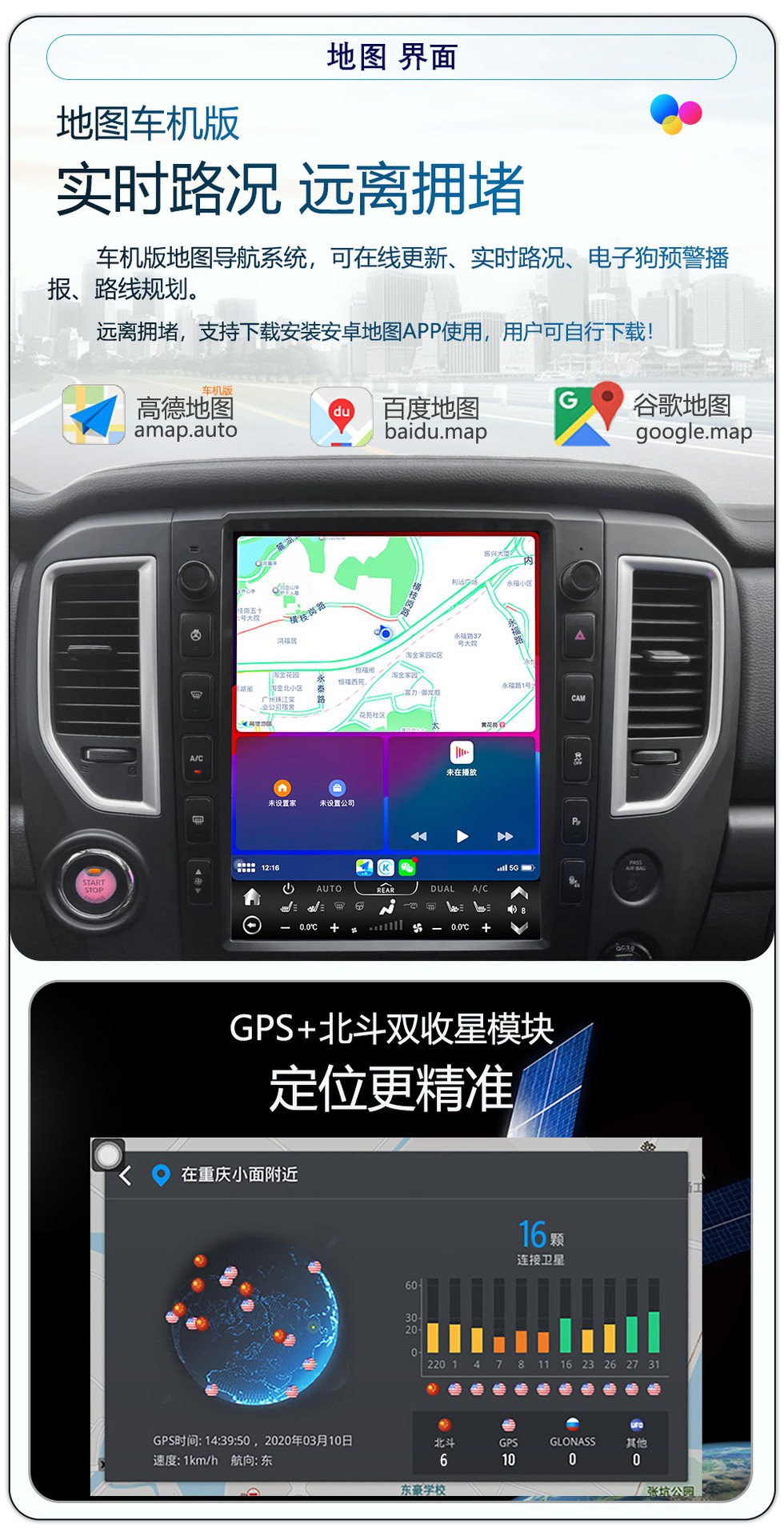 Suitable for 2016-2019 Nissan Titan Modified Central Control Large Vertical Screen Navigation All-In-One Device
