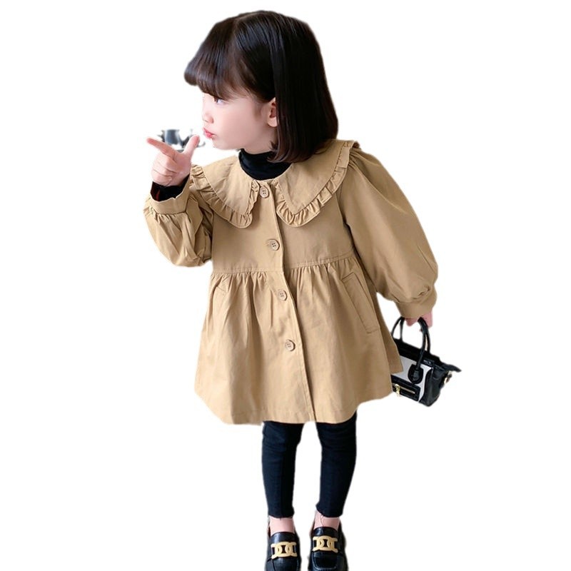 Niñas abrigo abrigo abrigo de otoño ropa infantil 2025 nuevo bebé medio largo niños primavera y otoño chaqueta de moda manga larga