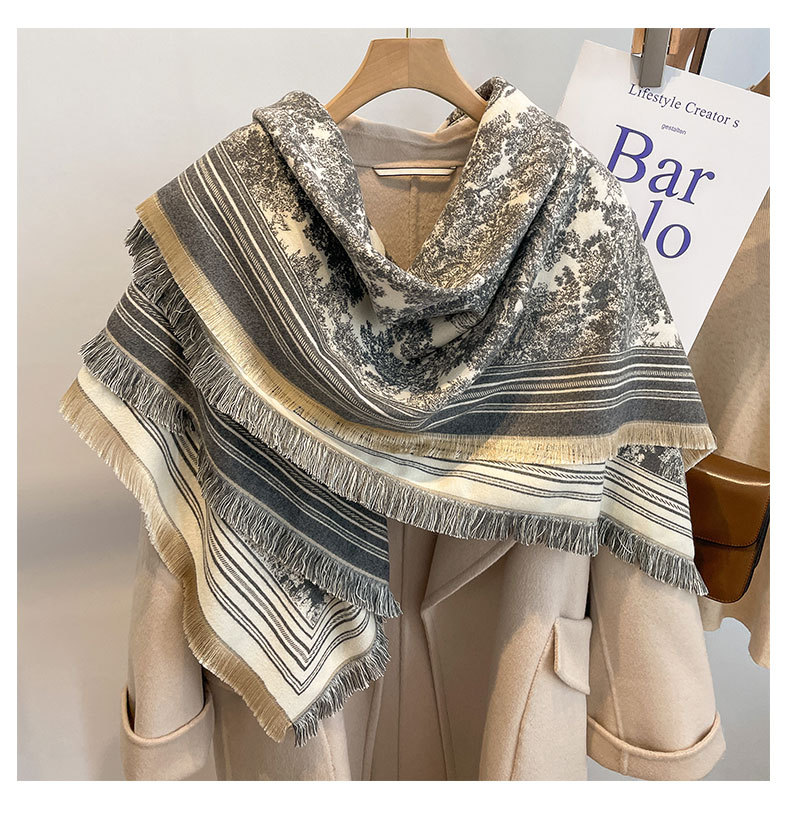 2023 Autumn and Winter New Style Cashmere Thickened Square Air Conditioned Shawl Tassel Warm Scarf for Women_voghion.com