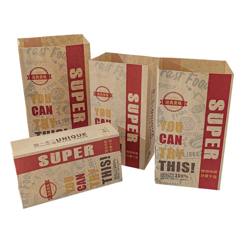 В наличии Kraft бумажный пакет одноразовый жареный цыпленок гамбургер на вынос квадратный нижний упаковочный пакет Тост Хлеб Бумажный Пакет Разлагаемый