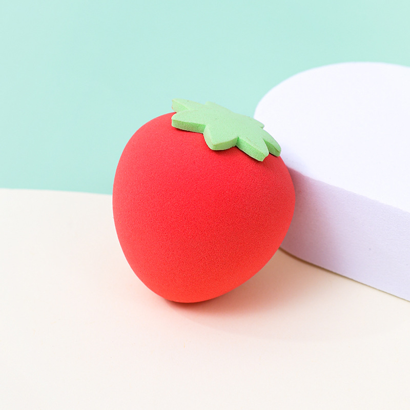 Fábrica de maquillaje de belleza de frutas personalizado, soplo de polvo de huevo, seco y húmedo, doble uso transfronterizo sin látex, maquillaje de fresa, huevo de esponja